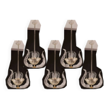 Set of 5 Art Decò Fountain Chandelier By Barovier e Toso, Murano Glass, 194