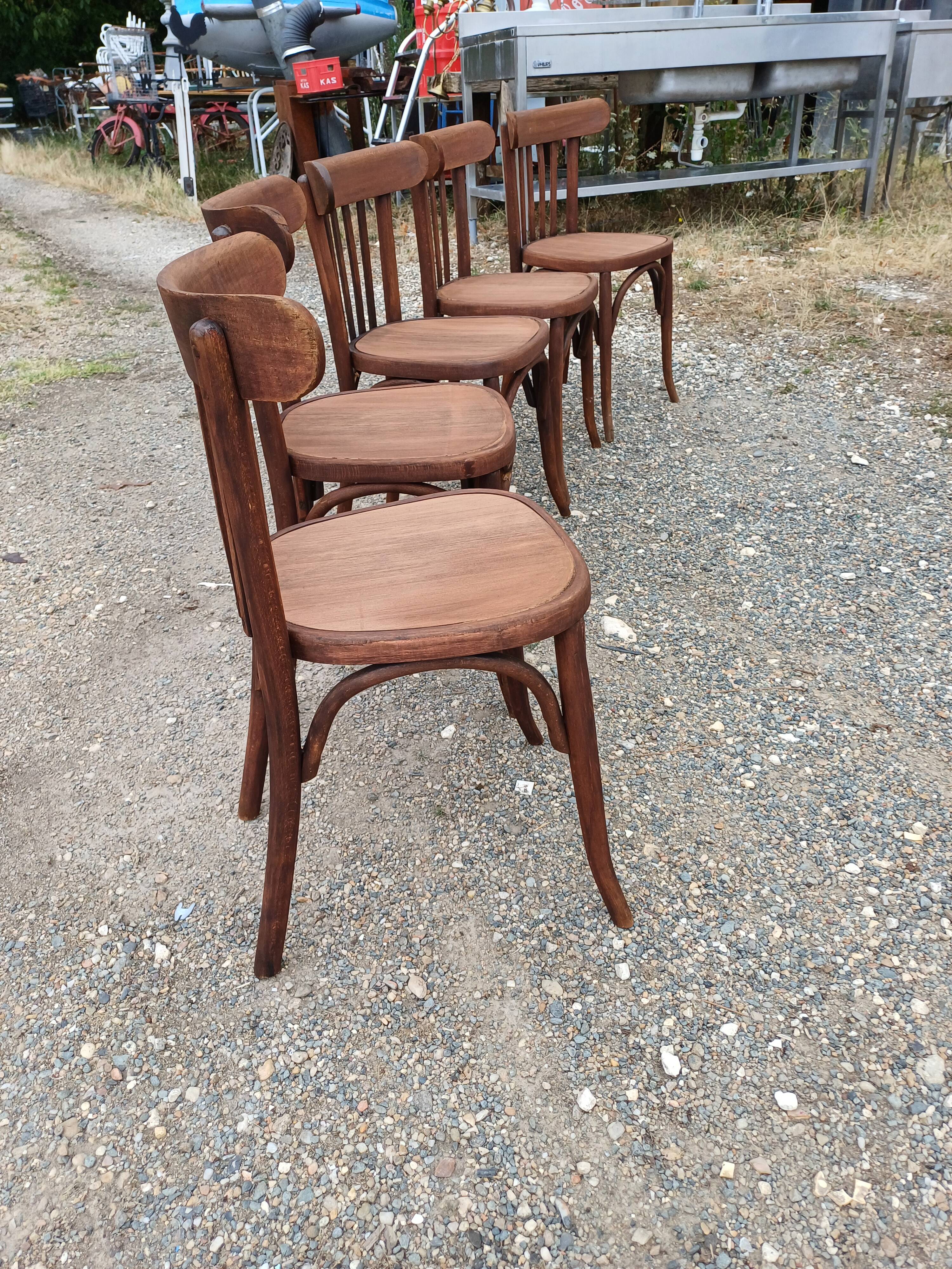 5 Thonet wooden bistro chairs