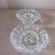 Moulded glass candle holders.