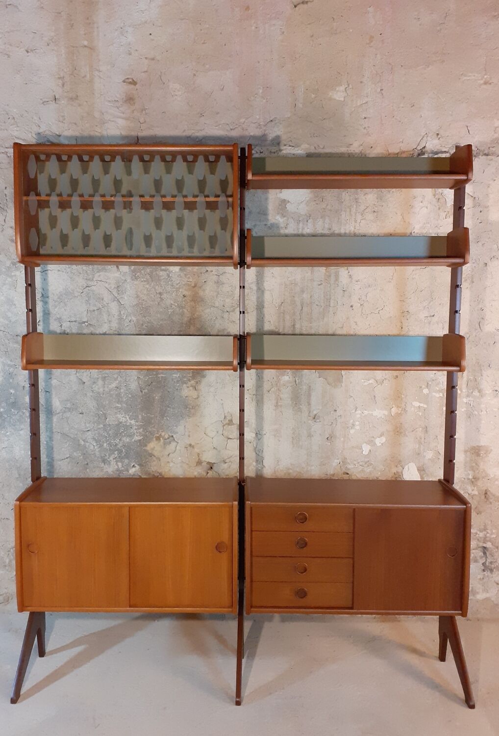 Self-supporting teak shelves ergo, vintage scandinavian 1960s