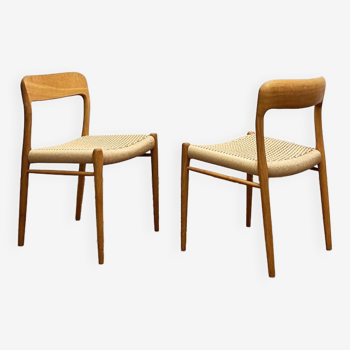 Set of 2 Danish Mid-Century Oak Dining Chairs #75, Niels O. Møller for J. L. Moller