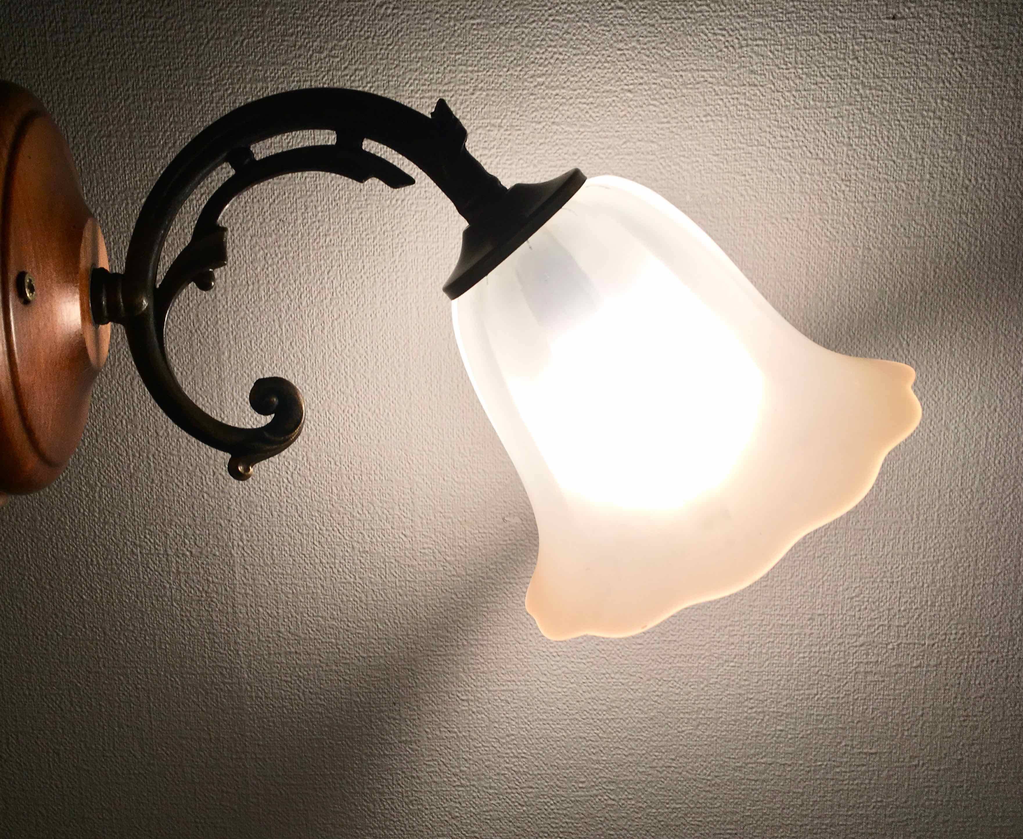 Frosted glass tulip wall light