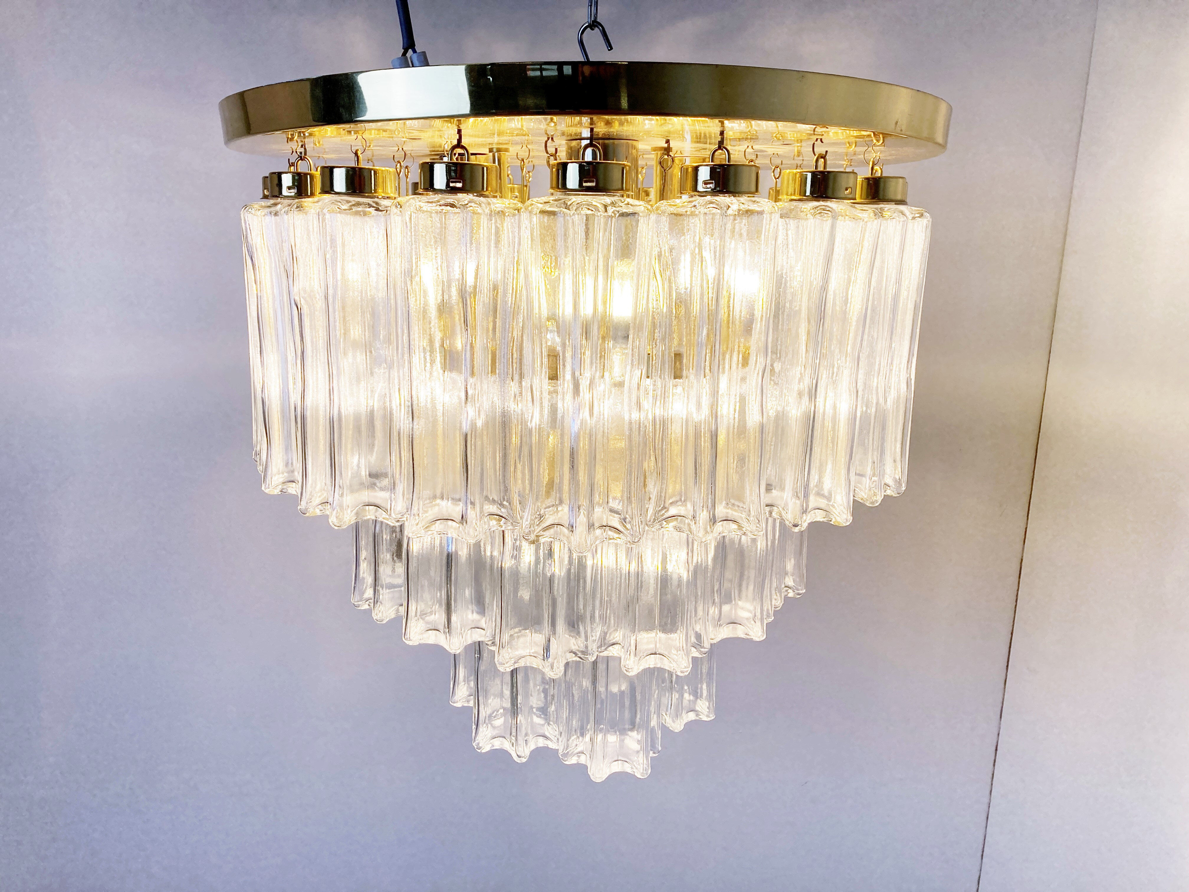 Flush mount chandelier by Glashutte Limburg, 1970s