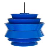 Pendant light "Trava" in blue lacquer by Carl Thore for Granhaga Metallindustri. Sweden 1960s.