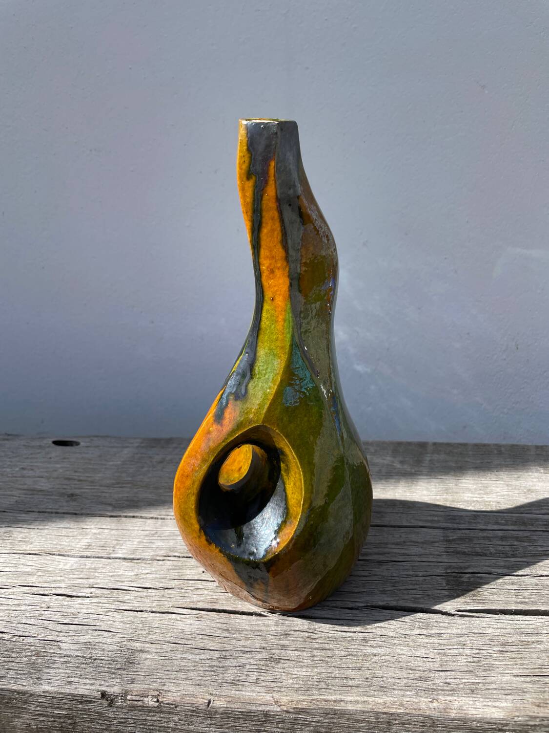 Vintage ceramic vase with drips