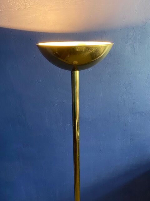 Lampadaire laiton et travertin 1970