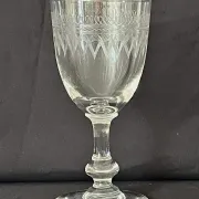 Wine glasses Antique Bohemian hand engraved crystal  – French country