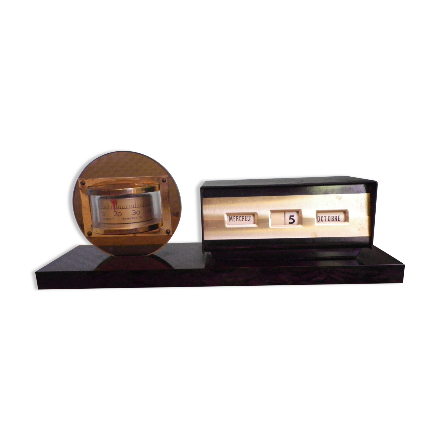 Perpetual Office Calendar with Thermometer - Mallat France - 70s
