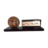 Calendrier perpétuel de bureau avec thermomètre - Mallat France - Années 70