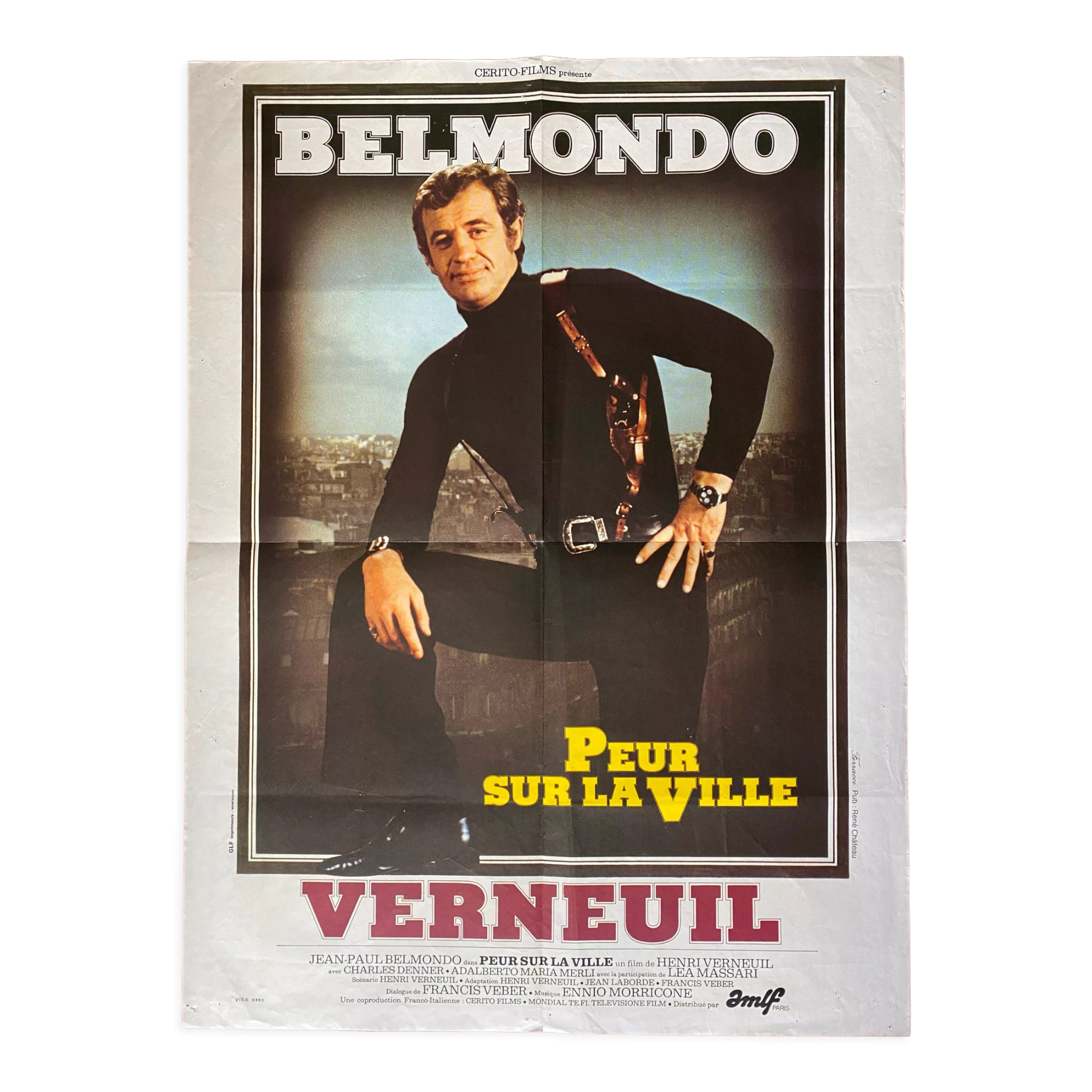 Original cinema poster Fear over the City Jean-Paul Belmondo 1975