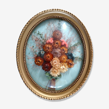 Domed frame dried flowers