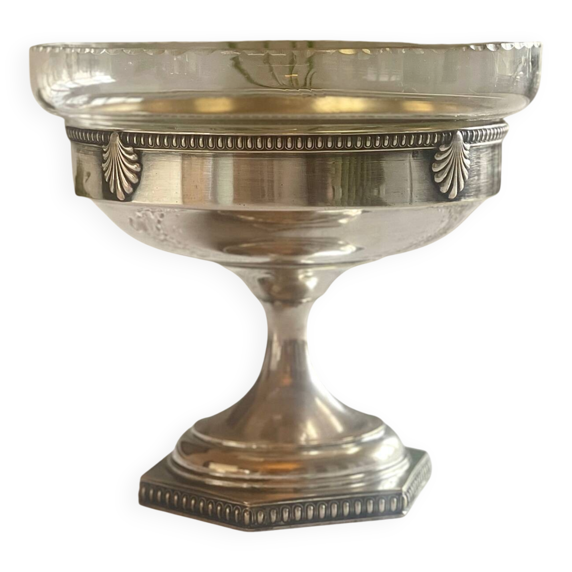 Coupe ancienne en verre et métal argenté