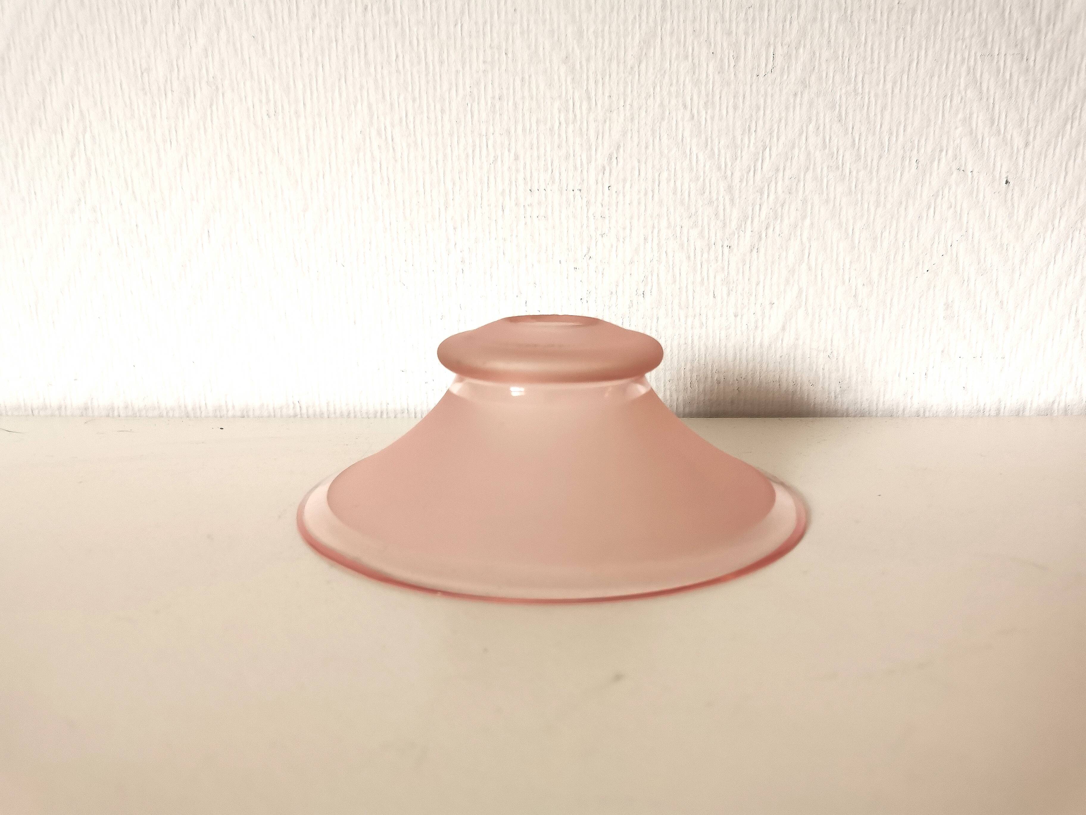 small pink lampshade in pink granite glass from the 50s