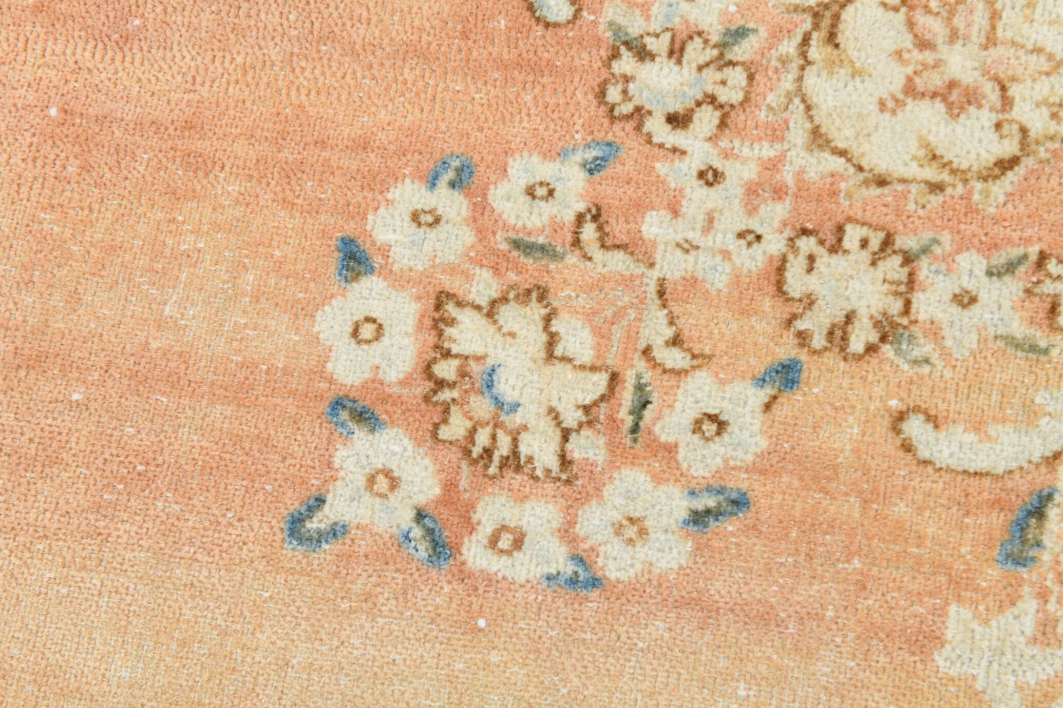Tapis persan vintage en laine noué main, style classique, motif floral, 300x368.