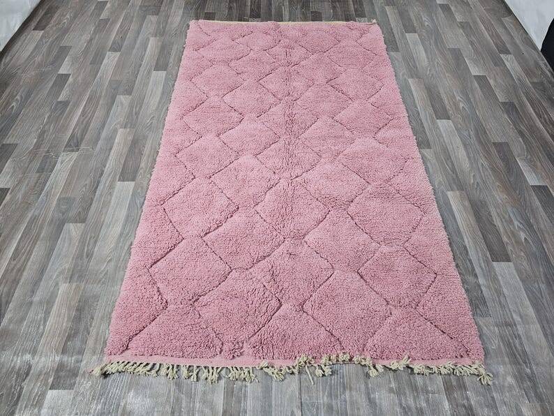 Handmade traditional Berber pink rug 250cm x 150cm