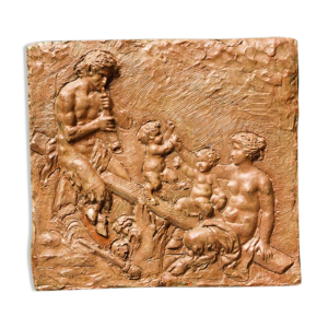 Bas relief en terre cuite,