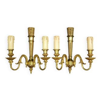 Paire d'appliques aux carquois style Louis XVI en bronze doré