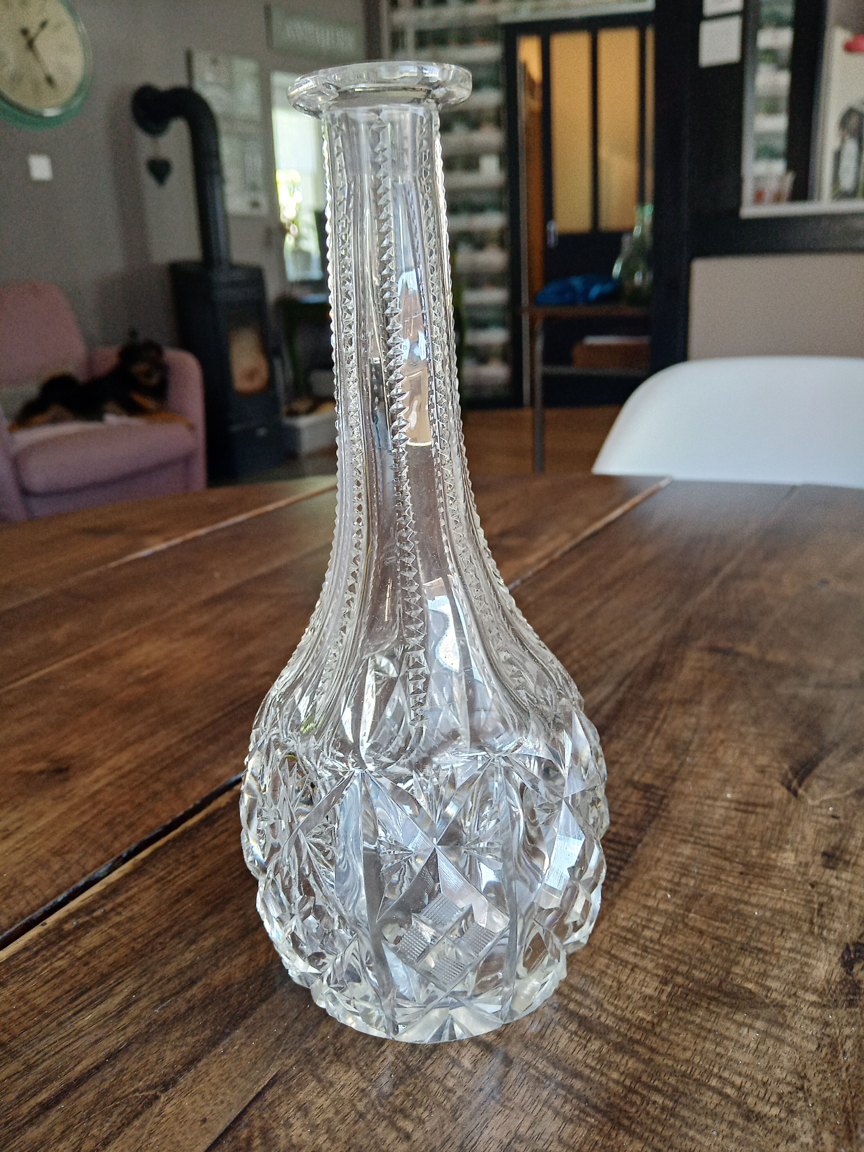 Carafe, vase, vintage soliflore cut glass