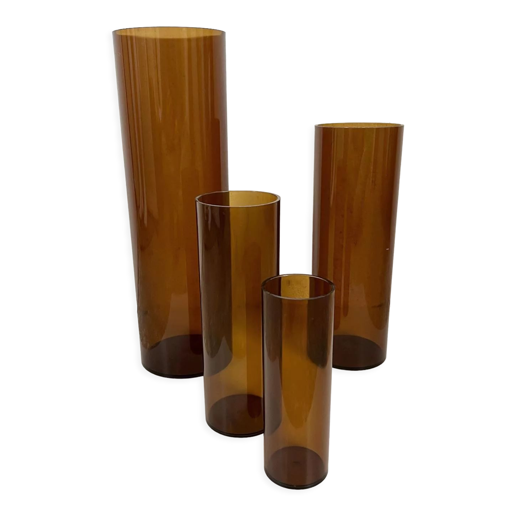 4 Jacques Bédat trundle vases in smoked plexiglass