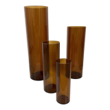 4 vases gigogne Jacques Bédat en plexiglas fumé