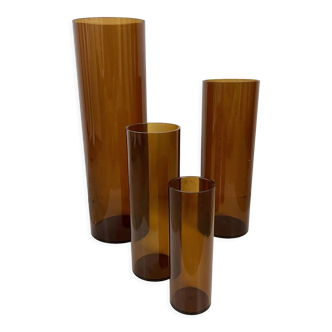 4 Jacques Bédat trundle vases in smoked plexiglass