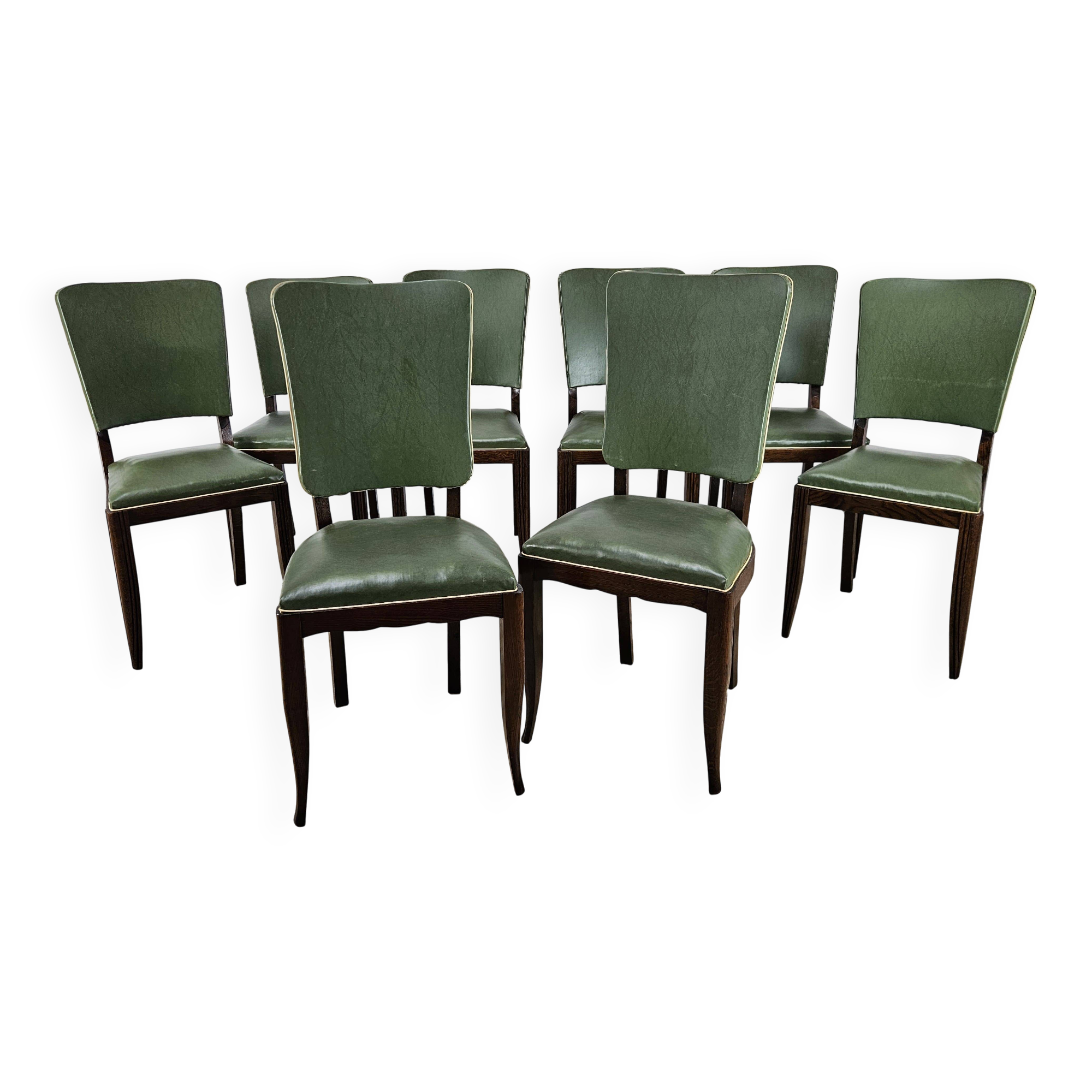 Set of 8 Art Decò oak dining chairs, 1950