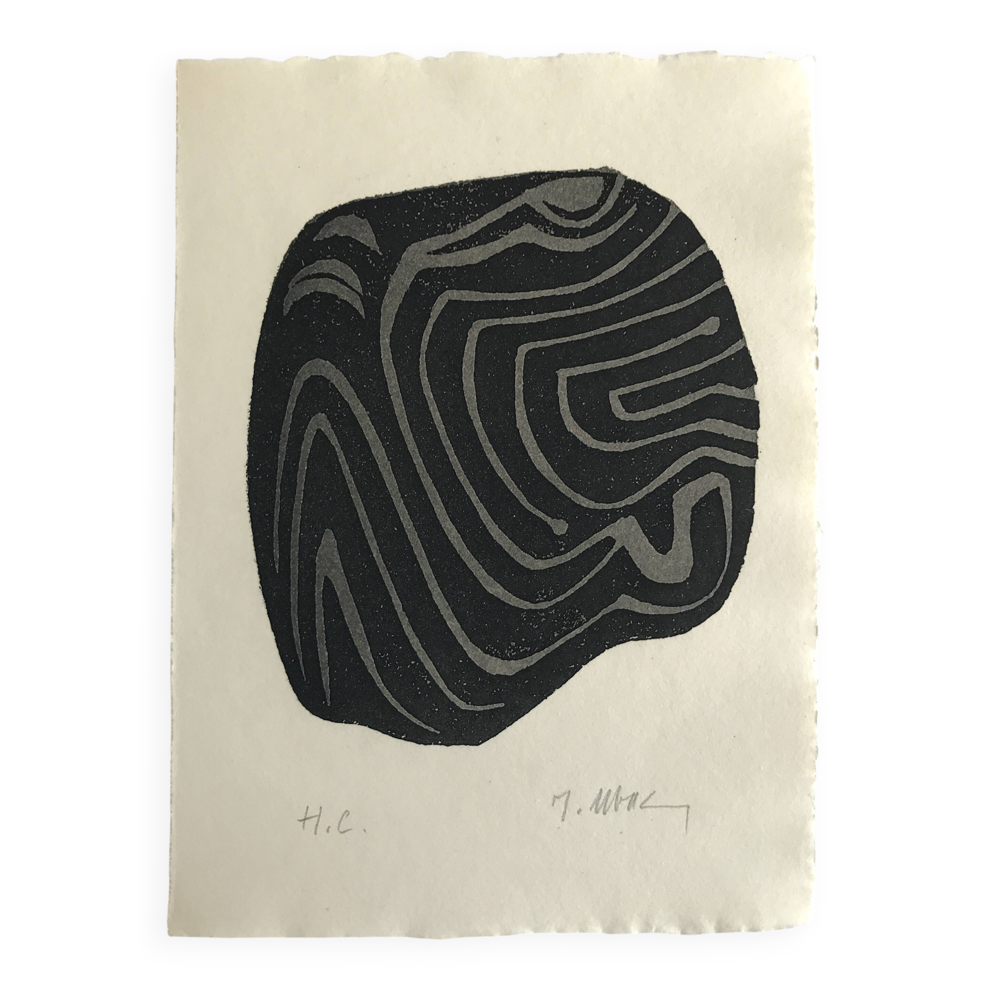 Raoul ubac, the uprooted grass 1, 1975. original etching signed in pencil.