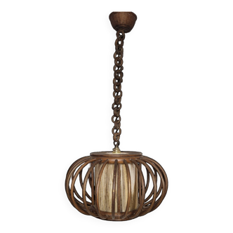 Rattan pendant lamp 1970s