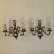 Pair French Vintage Age Bronze Effect Metal Flemsh Style Double Wall Lights 5092