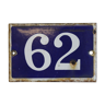 Enamelled street sign, number 62.