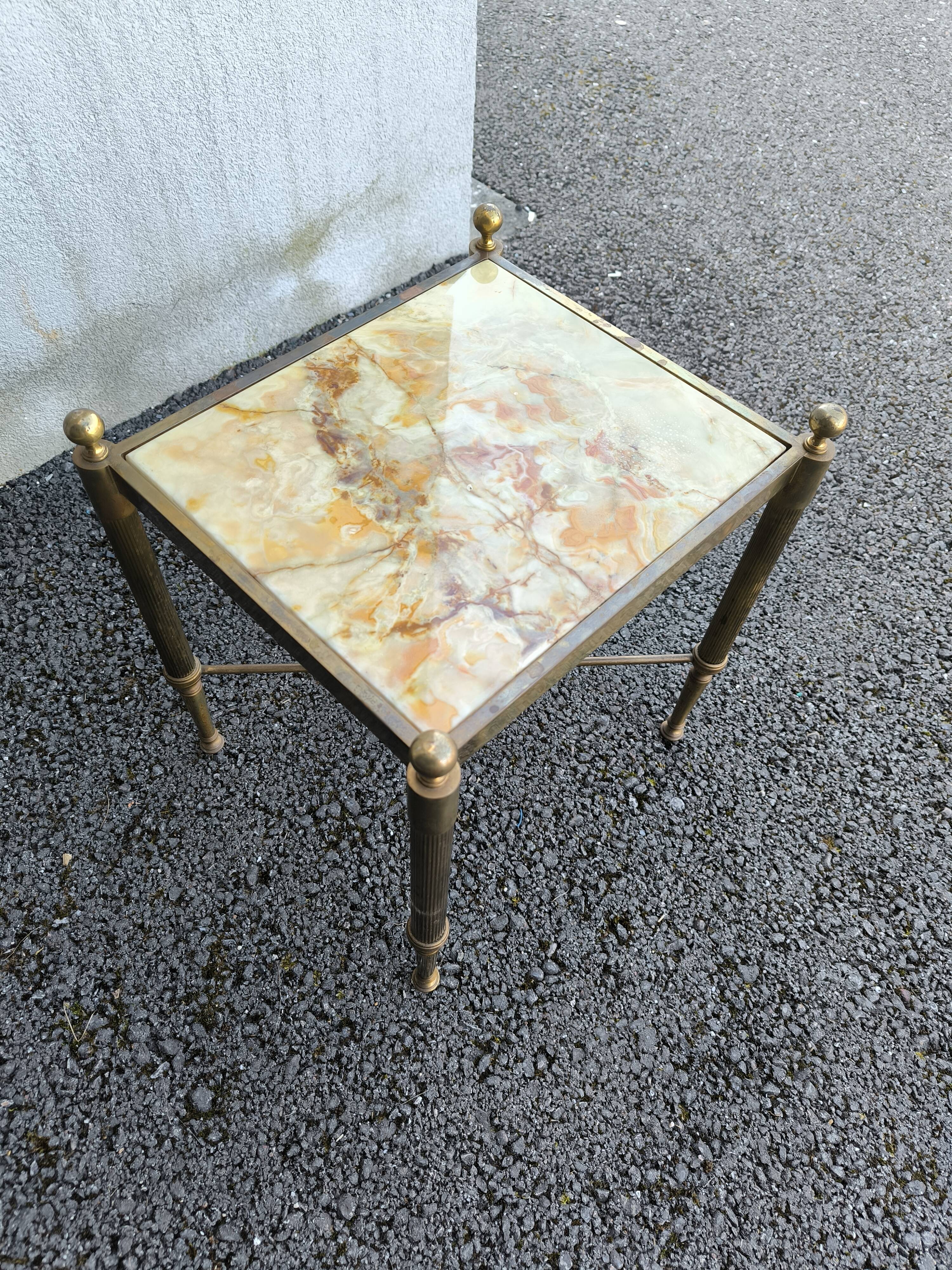 Brass onyx coffee table