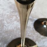 4 flûtes à champagne en laiton doré et argenté