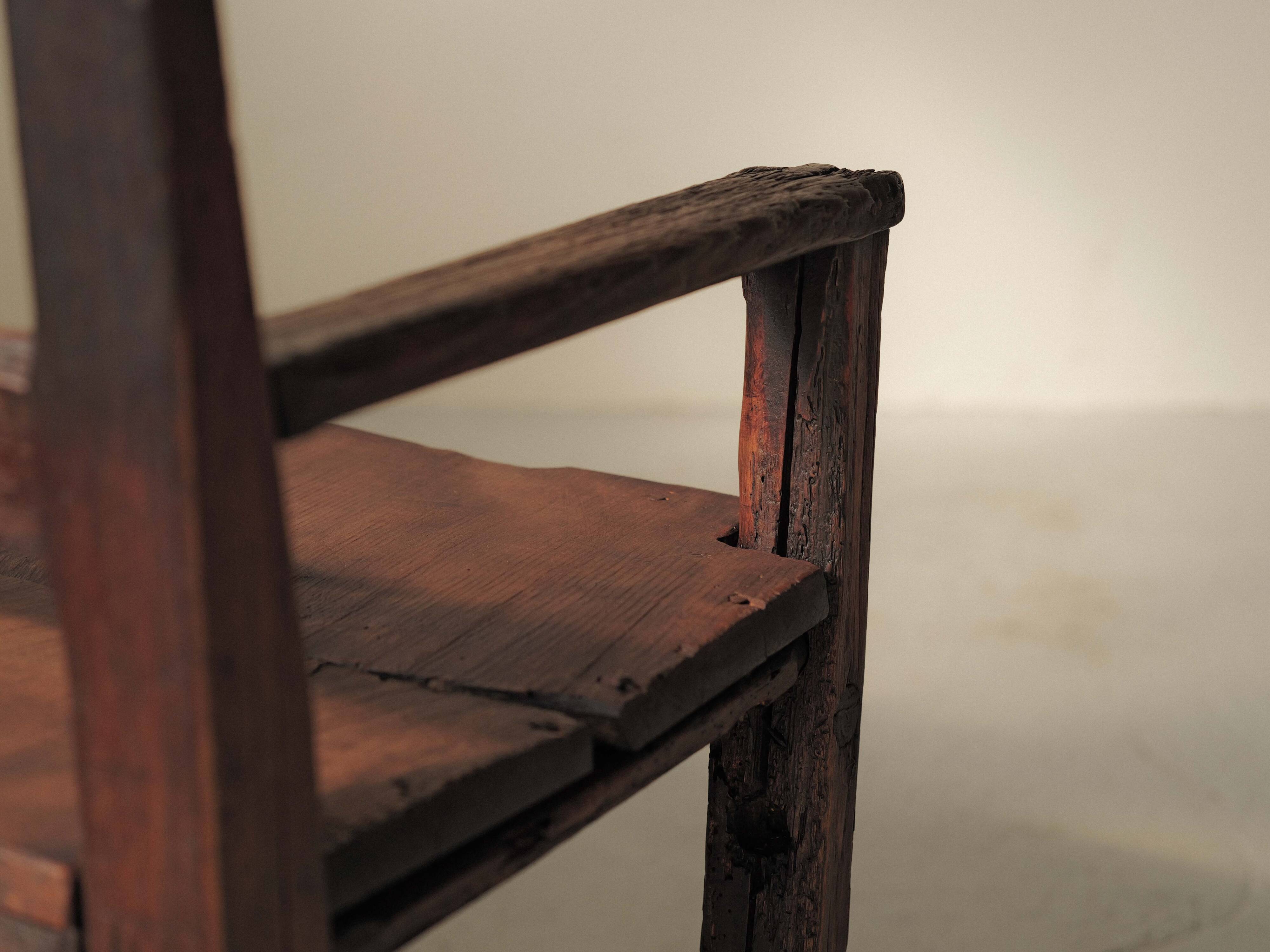 Solid wood cantou bench, Popular Art, 19th century