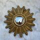 Vintage 60s Gold Convex Witch Sunburst Mirror