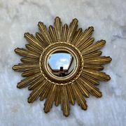 Miroir soleil sorcière convexe vintage doré 60s