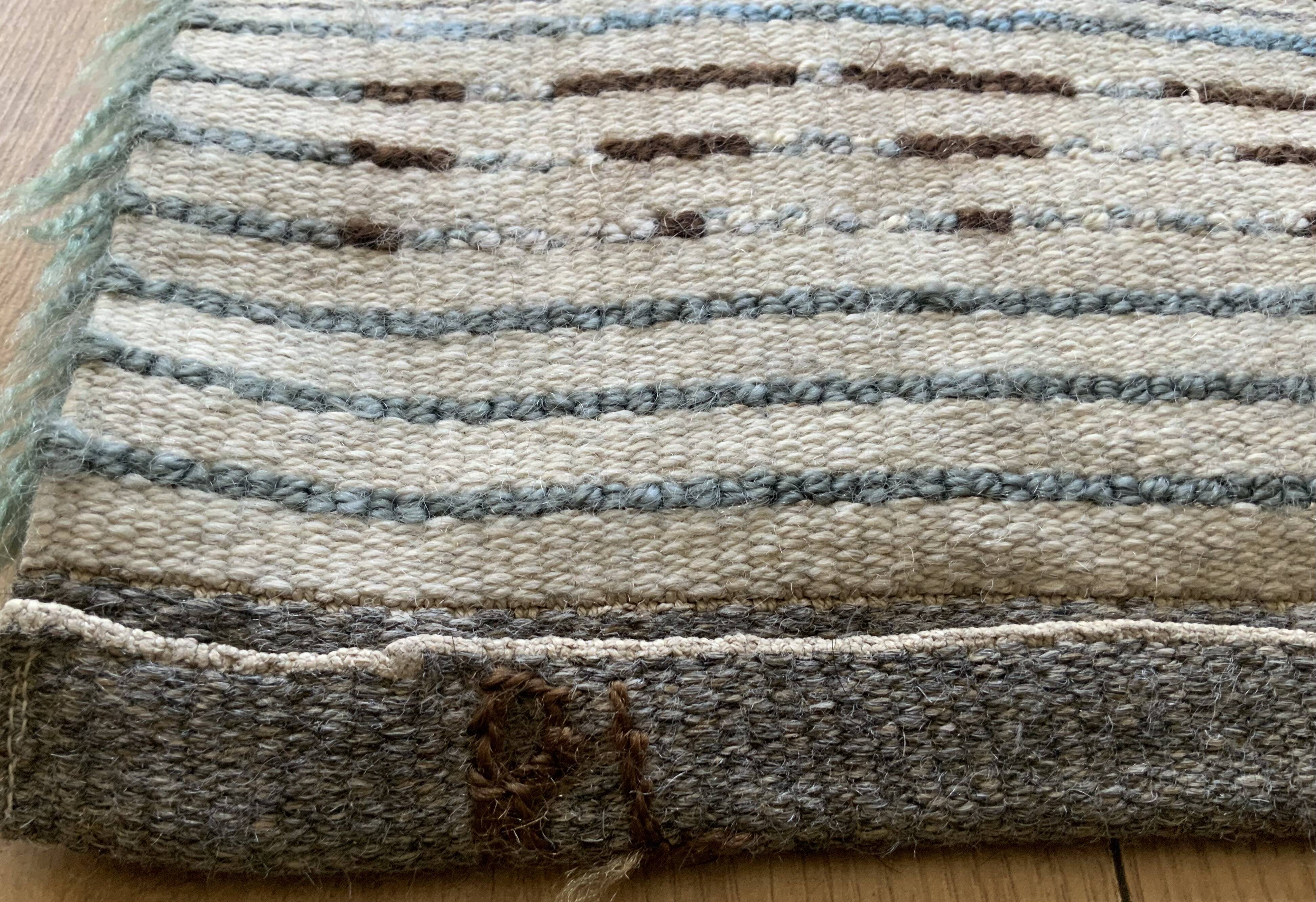 Tapis Rya vintage en laine suédoise, tissé à la main et signé S.L., années 1960