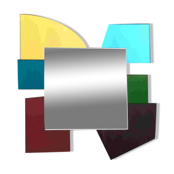 Colored Mirror with an Irregular Shape in the Style of Ettore Sottsass