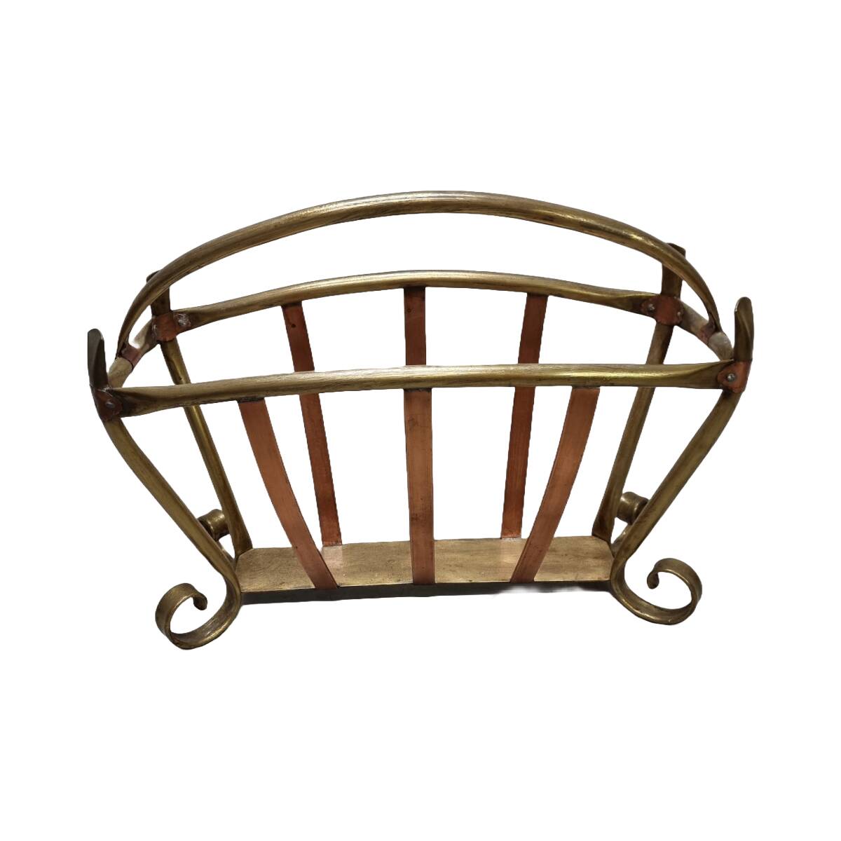 French Brass And Copper Design Magazine Holder, form around 1900