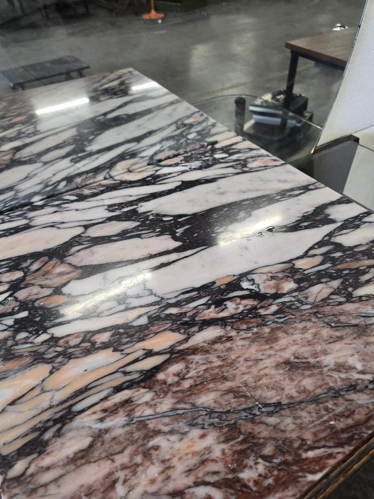 Vintage curved wooden sideboard / Art Deco wardrobe with mirror