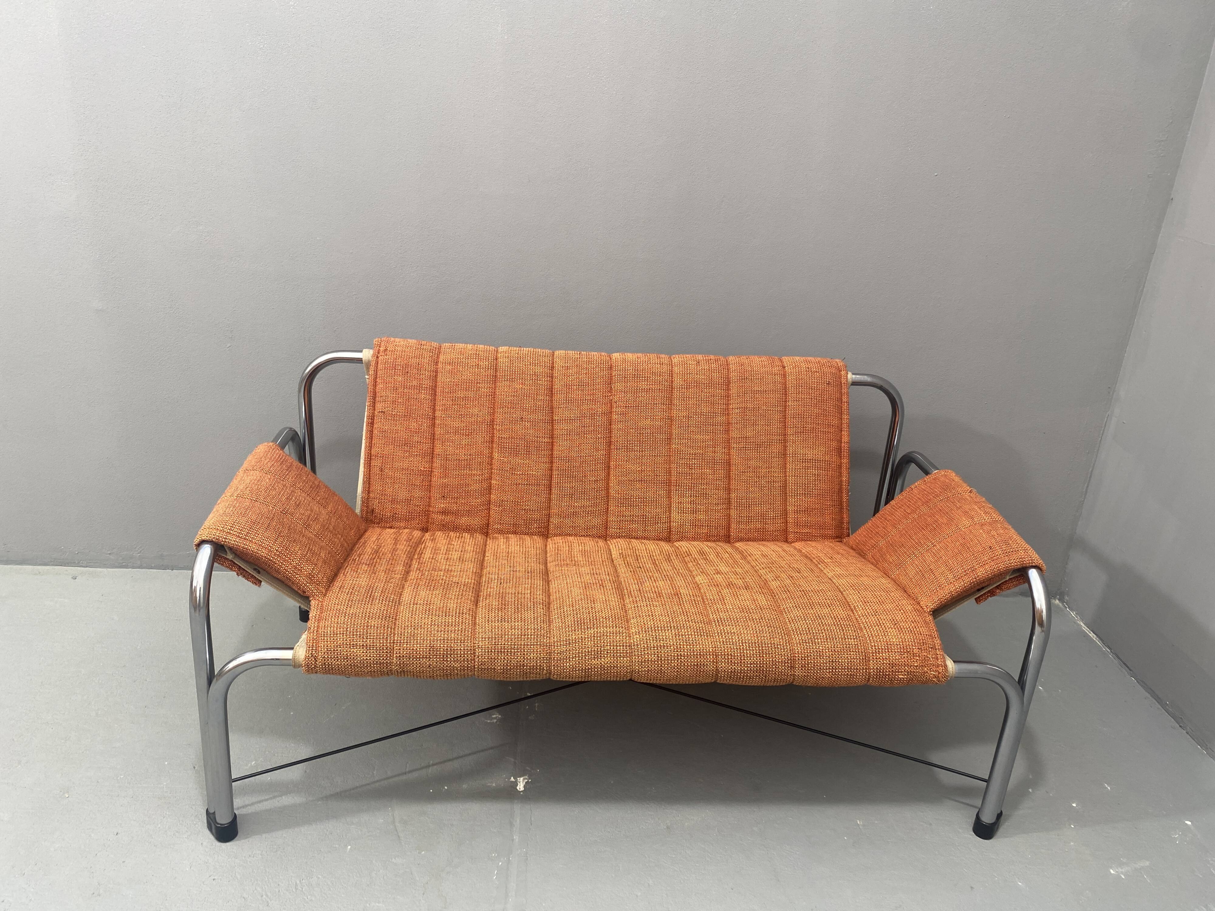 Chromed functionalist sofa by Viliam Chlebo, 1970´s, Czechoslovakia