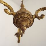 Lustre 3 feux ancien en bronze, France