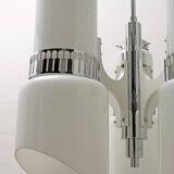 Vistosi Midcentury Italian Murano Glass and Steel "Incamiciato" Chandelier