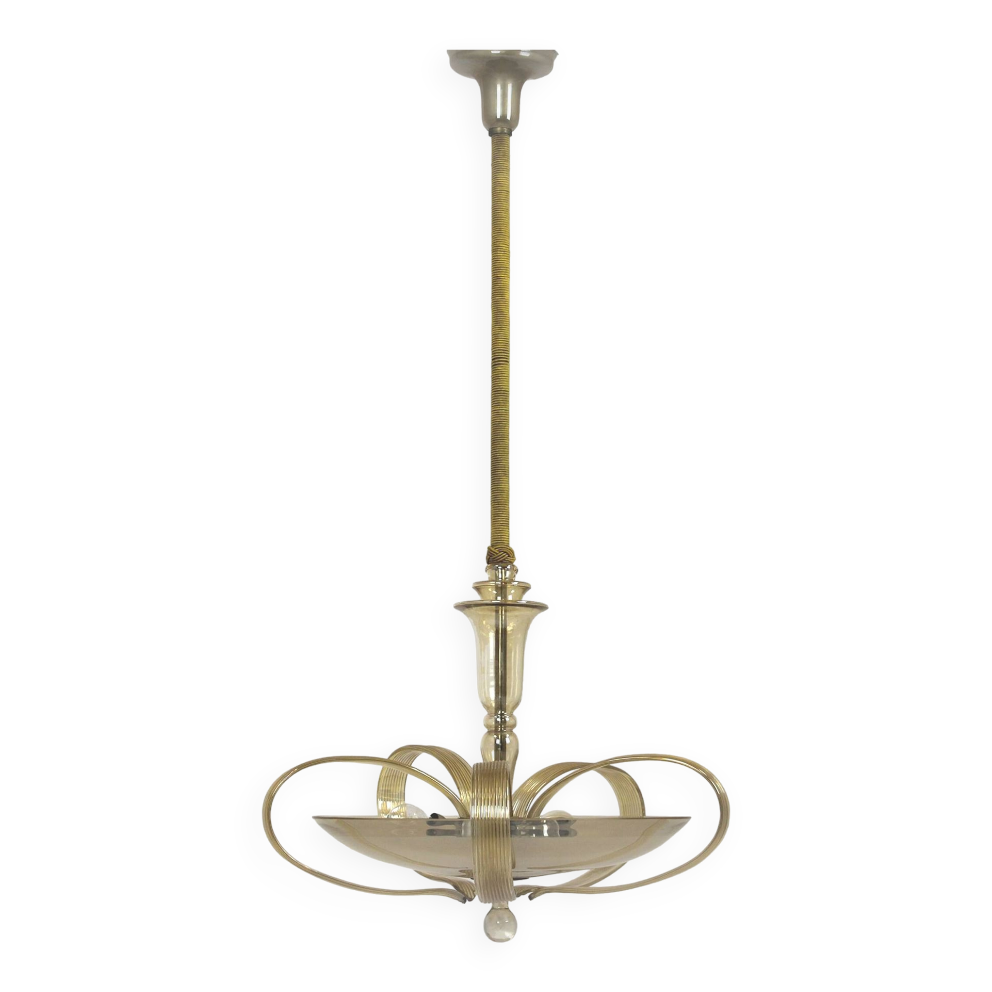 Tall art deco curved glass ceiling light from esc zukov, 1940s