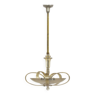 Tall art deco curved glass ceiling light from esc zukov, 1940s