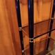 Shelf, Chinese, black and gold metal, smoked glass