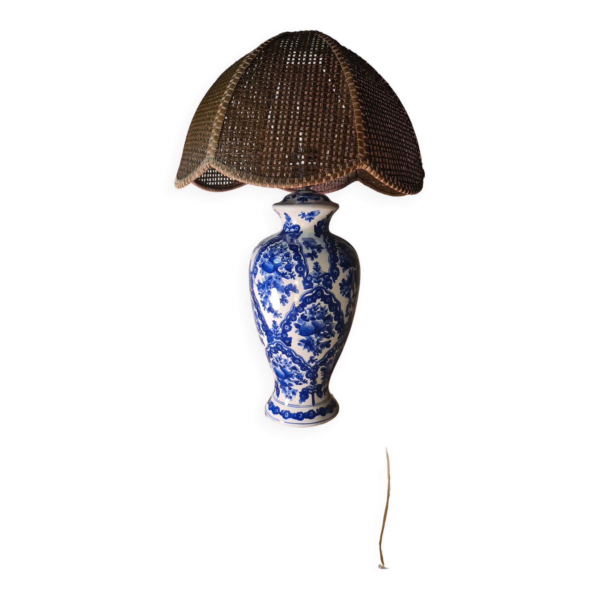 Large blue porcelain lamp 66x41 lampshade asia, japan, china elec new