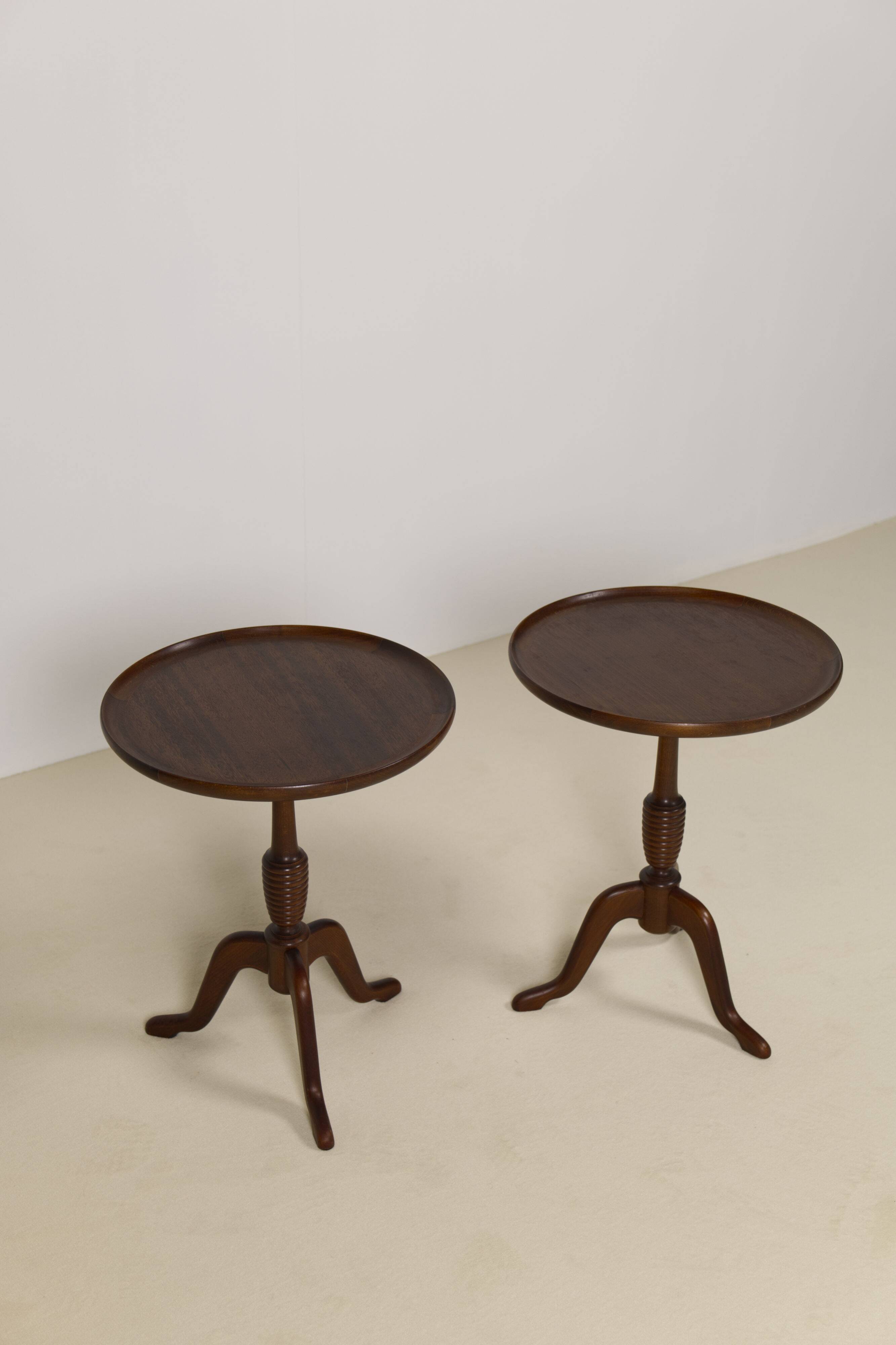 Pair of Mahogany side tables by Anton Kildeberg, Denmark 1960's