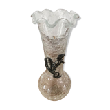 Glass vase broken effect tin thistle pattern