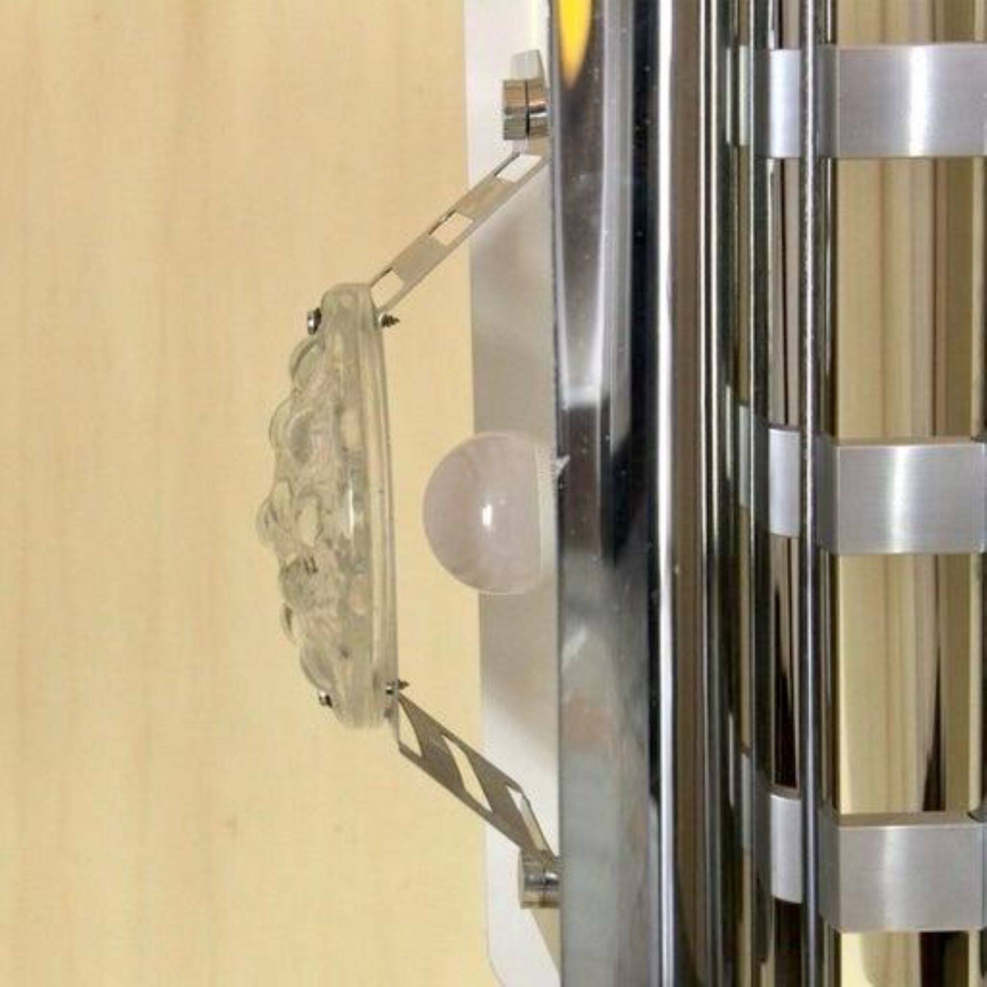 1970s Space Age Chromed Pendant Lamp attributed to AV Mazzega, Murano Glass