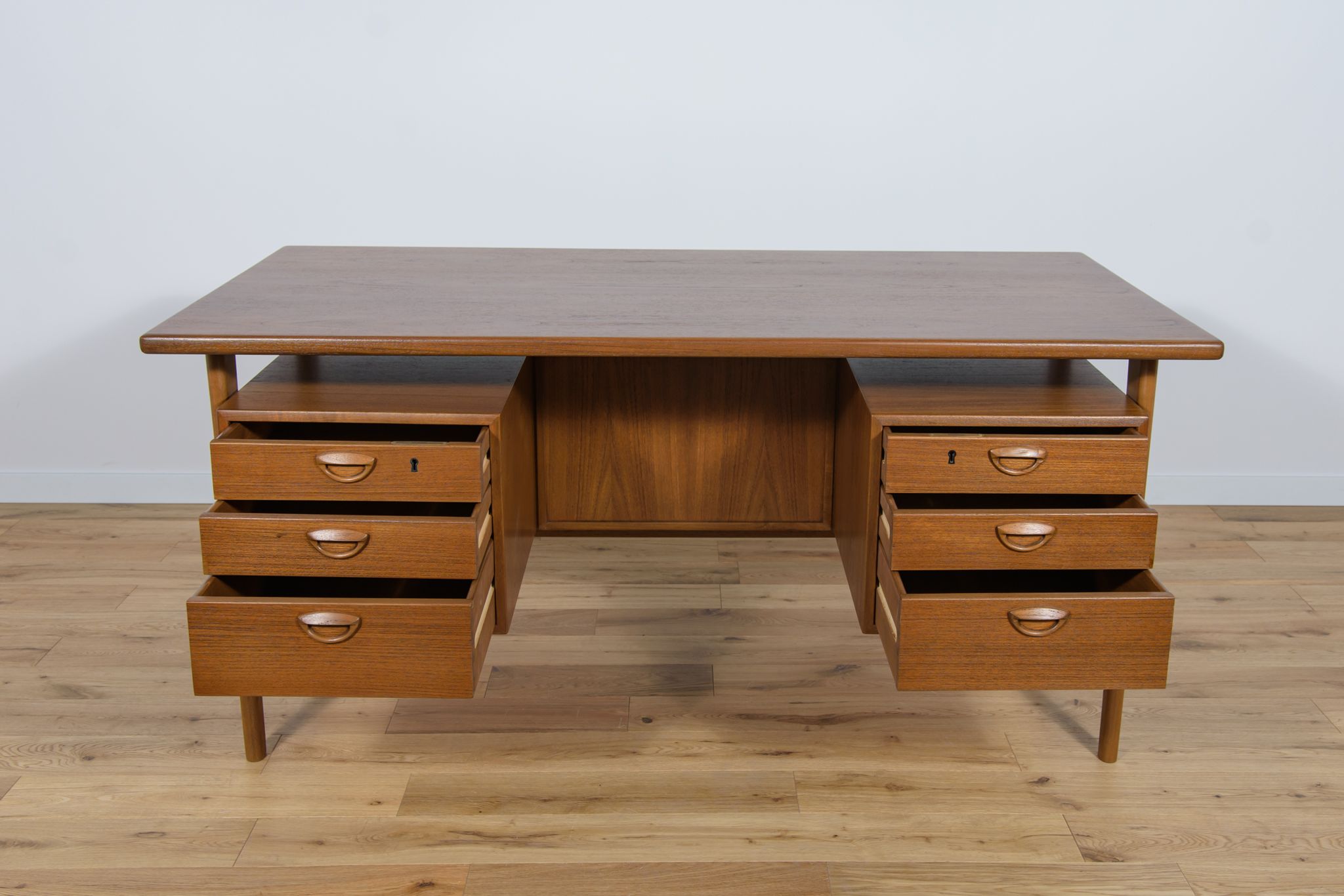 Mid-Century Danish Teak Desk by Kai Kristiansen for Feldballes Møbelfabrik, 1960s